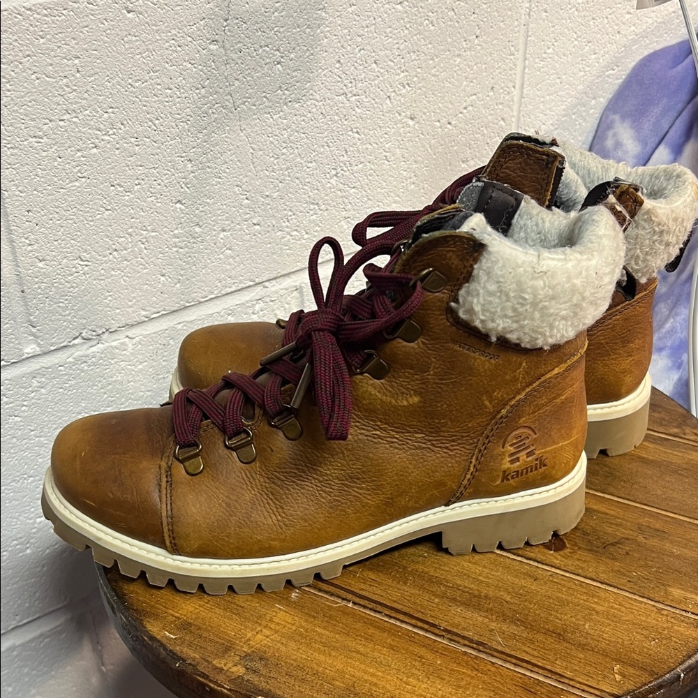 Kamik Women's Tan Winter Boots with Shearling Lining
